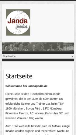 Vorschau der mobilen Webseite www.jandapedia.de, Jandapedia - Die Fussbalbrüder Janda
