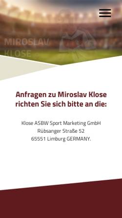 Vorschau der mobilen Webseite miroslavklose.de, Klose, Miroslav