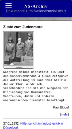 Vorschau der mobilen Webseite www.ns-archiv.de, Dokumente zum Nationalsozialismus