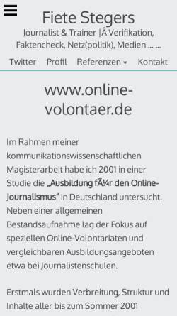 Vorschau der mobilen Webseite www.netzjournalismus.de, Studie: Online-Volontariate in Deutschland