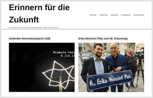Vorschau von www.erinnern-fuer-die-zukunft.at, Erinnern für die Zukunft - Ein Projekt zum Gedächtnis an die Mariahilfer Opfer des NS-Terrors