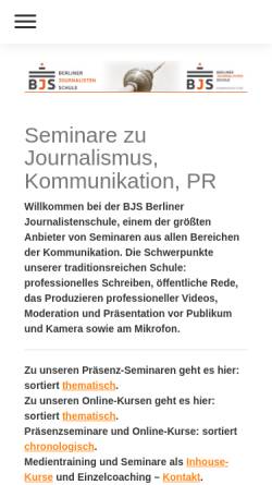 Vorschau der mobilen Webseite www.berliner-journalisten-schule.de, Berliner Journalisten-Schule