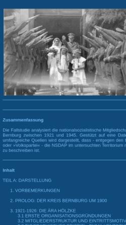 Vorschau der mobilen Webseite www.nsdap-mitgliederstruktur.de, Generation und Radikalisierung, Fallstudie von Torsten Kupfer über die Mitglieder der NSDAP im Kreis Bernburg 1921-1945