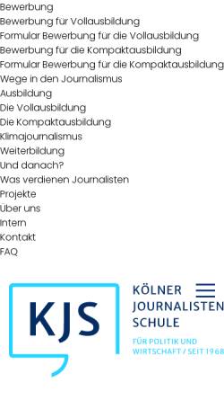 Vorschau der mobilen Webseite www.koelnerjournalistenschule.de, Kölner Journalistenschule