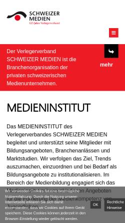 Vorschau der mobilen Webseite www.medieninstitut.ch, Medieninstitut