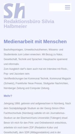 Vorschau der mobilen Webseite www.silvia-halbmeier.de, Redaktionsbüro Silvia Halbmeier Stuttgart