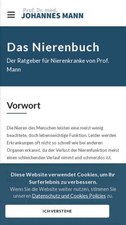 Vorschau der mobilen Webseite prof-mann.de, Nierenbuch