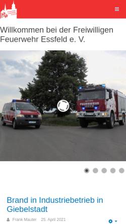 Vorschau der mobilen Webseite www.ffwessfeld.de, Freiwillige Feuerwehr Eßfeld