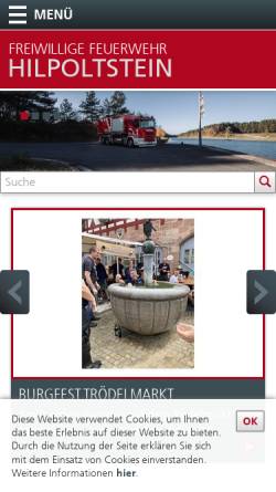 Vorschau der mobilen Webseite www.feuerwehr-hilpoltstein.de, Freiwillige Feuerwehr Hilpolstein