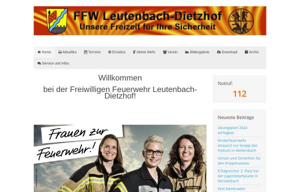 Vorschau von www.ffw-leutenbach.de, Freiwillige Feuerwehr Leutenbach