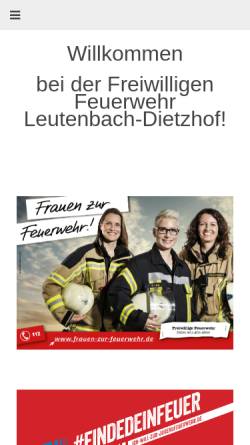 Vorschau der mobilen Webseite www.ffw-leutenbach.de, Freiwillige Feuerwehr Leutenbach