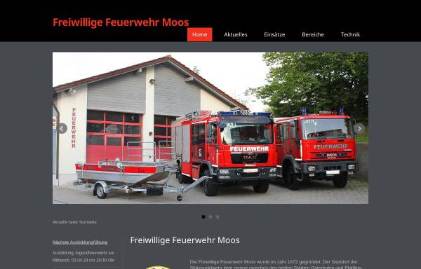 Vorschau von www.ffw-moos.de, Freiwillige Feuerwehr Moos