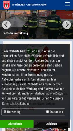 Vorschau der mobilen Webseite www.ffw-aubing.de, Freiwillige Feuerwehr München-Aubing