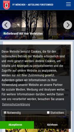 Vorschau der mobilen Webseite www.feuerwehr-forstenried.de, Freiwillige Feuerwehr München-Forstenried