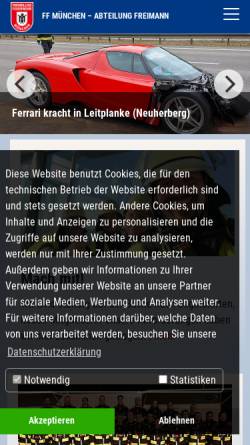 Vorschau der mobilen Webseite www.ffmf.net, Freiwillige Feuerwehr München-Freimann