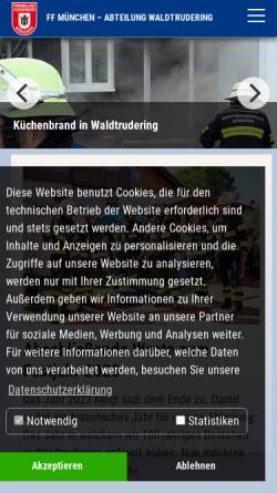 Vorschau der mobilen Webseite www.ff-waldtrudering.de, Freiwillige Feuerwehr München-Waldtrudering