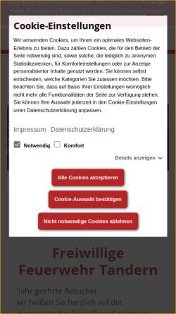 Vorschau der mobilen Webseite www.feuerwehr-tandern.de, Freiwillige Feuerwehr Tandern