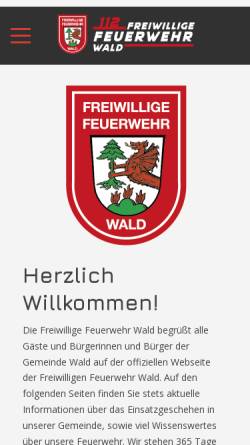 Vorschau der mobilen Webseite www.feuerwehr-wald.de, Freiwillige Feuerwehr Wald