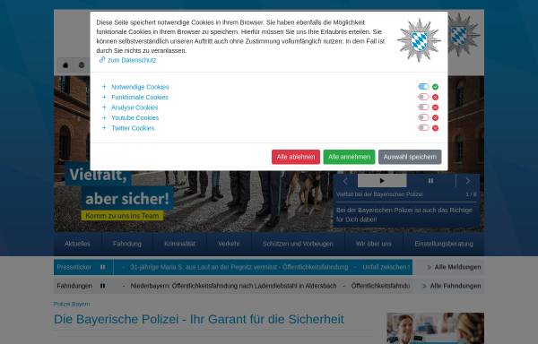 Internet-Angebot der Bayerischen Polizei