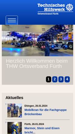 Vorschau der mobilen Webseite www.thw-fuerth.de, THW Ortsverband Fürth