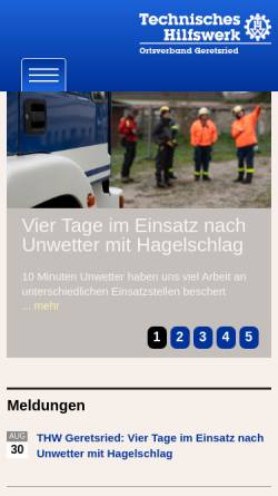 Vorschau der mobilen Webseite www.thw-geretsried.de, THW Ortsverband Geretsried
