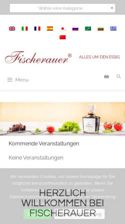 Vorschau der mobilen Webseite www.essig.at, Alles um den Essig Beratung & Handel Andreas Fischerauer