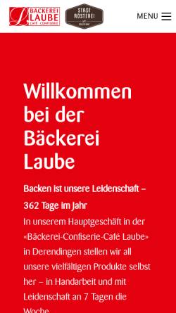 Vorschau der mobilen Webseite www.baeckerei-laube.ch, Bäckerei Laube Confiserie