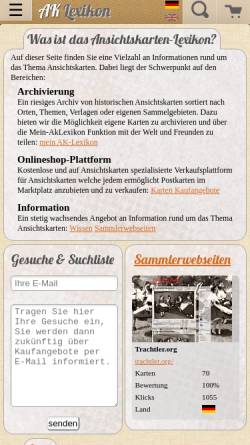 Vorschau der mobilen Webseite ansichtskarten-lexikon.de, Ansichtskarten Auktionen