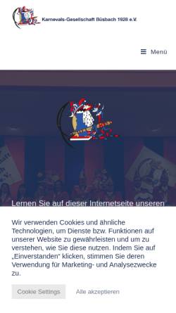 Vorschau der mobilen Webseite www.xn--kg-bsbach-t9a.de, Karnevals-Gesellschaft Büsbach e.V.