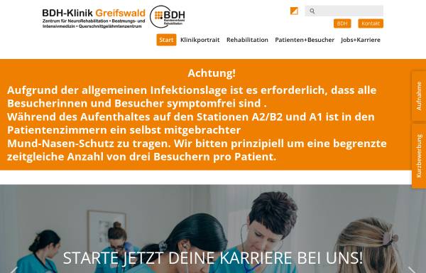 Vorschau von www.bdh-klinik-greifswald.de, BDH-Klinik Greifswald GmbH