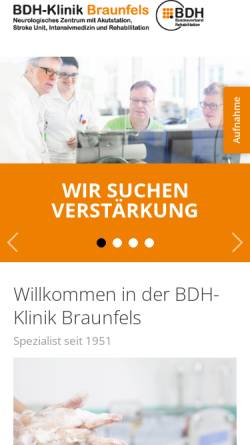 Vorschau der mobilen Webseite www.neuro-braunfels.de, Neurologische Klinik Braunfels