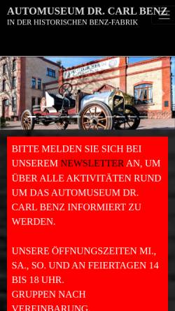 Vorschau der mobilen Webseite www.automuseum-ladenburg.de, Ladenburg, Dr. Carl Benz Museum