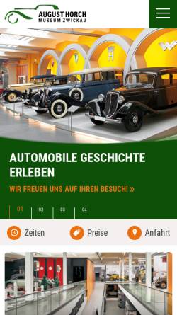 Vorschau der mobilen Webseite www.horch-museum.de, Zwickau, August Horch Museum