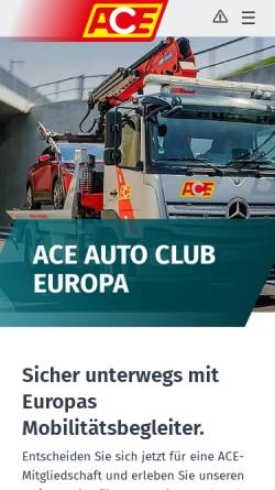 Vorschau der mobilen Webseite www.ace-online.de, ACE Auto-Club Europa e. V.