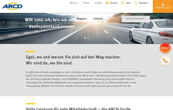 Vorschau von www.arcd.de, ARCD Auto- und Reiseclub Deutschland