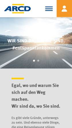 Vorschau der mobilen Webseite www.arcd.de, ARCD Auto- und Reiseclub Deutschland