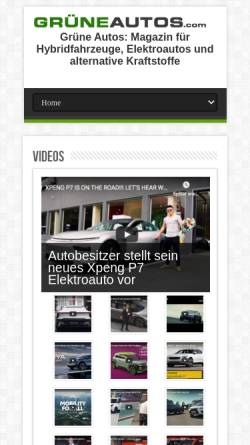 Vorschau der mobilen Webseite www.grueneautos.com, Grüne Autos Magazin