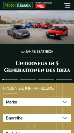 Vorschau der mobilen Webseite www.motor-klassik.de, Motor Klassik - Das Oldtimermagazin