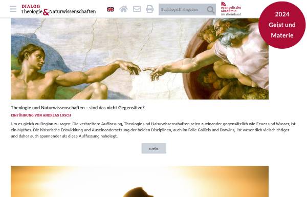 Vorschau von www.theologie-naturwissenschaft.info, Theologie und Naturwissenschaften
