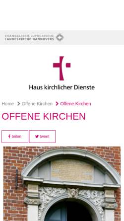Vorschau der mobilen Webseite www.offene-kirchen.de, Signet für verlässlich geöffnete Kirchen