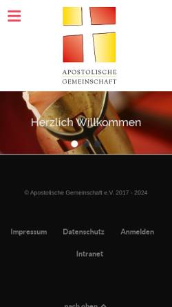 Vorschau der mobilen Webseite www.apostolisch.de, Apostolische Gemeinschaft e.V.