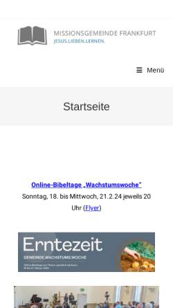 Vorschau der mobilen Webseite www.missionsgemeinde-frankfurt.de, Missionsgemeinde Frankfurt - Biblische Nächstenliebe e.V.