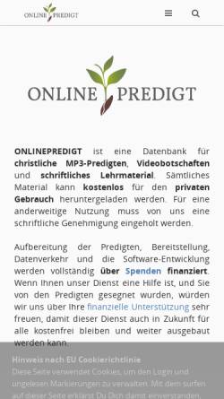 Vorschau der mobilen Webseite www.onlinepredigt.de, Predigten Online
