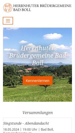 Vorschau der mobilen Webseite www.bruedergemeine-bad-boll.de, Brüdergemeine Bad Boll