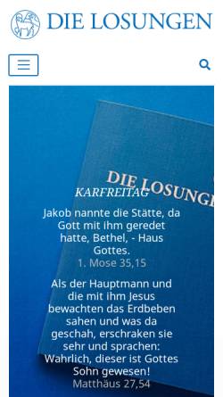 Vorschau der mobilen Webseite www.losungen.de, Die Losungen - Gottes Wort für jeden Tag