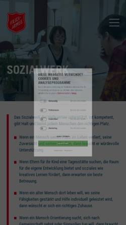 Vorschau der mobilen Webseite heilsarmee.de, Heilsarmee Sozialwerk