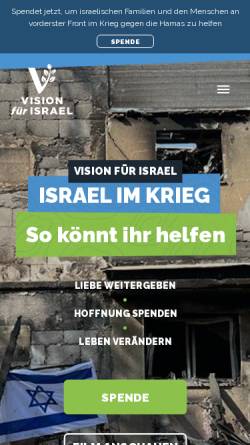 Vorschau der mobilen Webseite www.visionfuerisrael.de, Vision für Israel