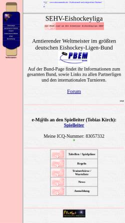 Vorschau der mobilen Webseite www.tobiaskirch.de, SEHV-Eishockeyliga