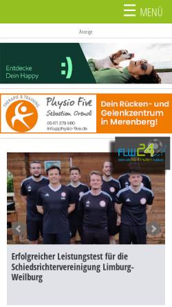 Vorschau der mobilen Webseite www.flw24.de, Fußball Limburg Weilburg