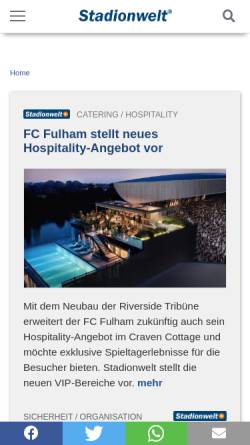Vorschau der mobilen Webseite www.stadionwelt.de, Stadionwelt